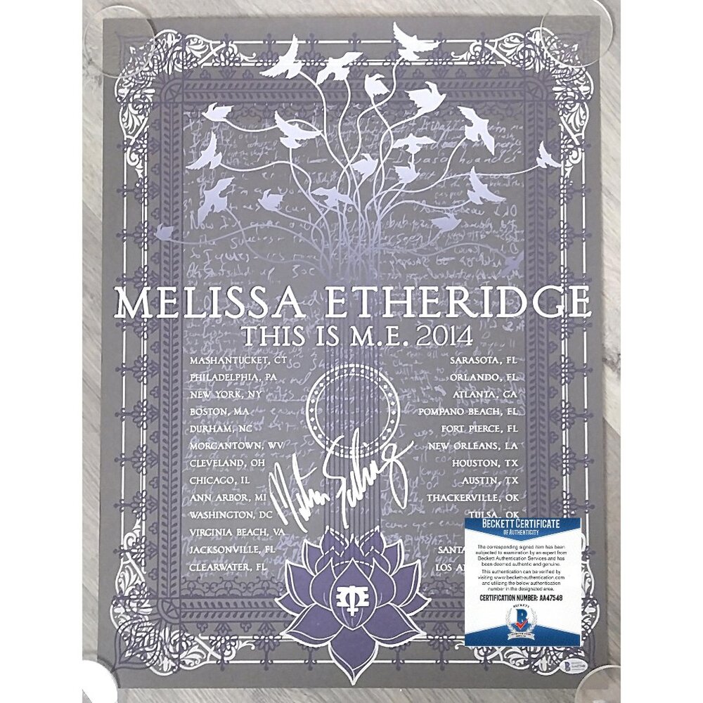 Melissa Etheridge Signed 2014 Concert Tour 18x24 Inch Poster Beckett Autograph